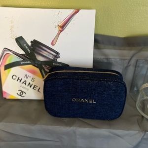 NIB- SOLD OUT!Chanel denim make up pouch set!